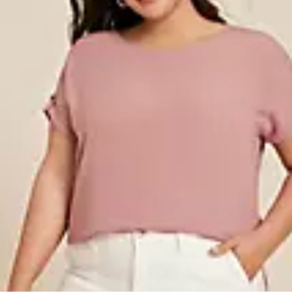 Blush Pink Plus Size Delton Zipper Back Blouse